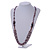 Statement Long Multistrand Purple Glass Beads and Amethyst Semiprecious Nuggets Necklace - 90cm L - view 2