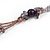 Statement Long Multistrand Purple Glass Beads and Amethyst Semiprecious Nuggets Necklace - 90cm L - view 5