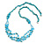 Statement Long Multistrand Light Blue Glass Beads and Turquoise Nuggets Necklace - 90cm L