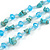 Statement Long Multistrand Light Blue Glass Beads and Turquoise Nuggets Necklace - 90cm L - view 4