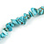 Statement Long Multistrand Light Blue Glass Beads and Turquoise Nuggets Necklace - 90cm L - view 6