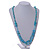 Statement Long Multistrand Light Blue Glass Beads and Turquoise Nuggets Necklace - 90cm L - view 2