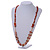 Statement Long Multistrand Champagne Glass Beads and Burnt Orange Semiprecious Nuggets Necklace - 90cm L - view 2