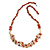 Statement Long Multistrand Champagne Glass Beads and Burnt Orange Semiprecious Nuggets Necklace - 90cm L - view 9