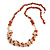 Statement Long Multistrand Champagne Glass Beads and Burnt Orange Semiprecious Nuggets Necklace - 90cm L