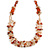 Statement Long Multistrand Champagne Glass Beads and Burnt Orange Semiprecious Nuggets Necklace - 90cm L - view 3