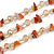 Statement Long Multistrand Champagne Glass Beads and Burnt Orange Semiprecious Nuggets Necklace - 90cm L - view 4