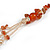Statement Long Multistrand Champagne Glass Beads and Burnt Orange Semiprecious Nuggets Necklace - 90cm L - view 5