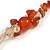 Statement Long Multistrand Champagne Glass Beads and Burnt Orange Semiprecious Nuggets Necklace - 90cm L - view 6