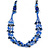 Statement Long Multistrand Glass and Semiprecious Stone Necklace In Blue - 90cm L - view 4