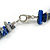 Statement Long Multistrand Glass and Semiprecious Stone Necklace In Blue - 90cm L - view 7