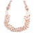 Statement Long Multistrand Light Pink Glass Beads and Rose Quartz Semiprecious Nuggets Necklace - 90cm L - view 3