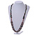 Statement Long Multistrand Purple Glass Beads and Green Malachite Semiprecious Nuggets Necklace - 90cm L - view 2