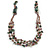 Statement Long Multistrand Purple Glass Beads and Green Malachite Semiprecious Nuggets Necklace - 90cm L - view 3