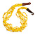 Ethnic Multistrand Yellow Glass Bead, Semiprecious Stone Necklace With Wood Hook Closure - 60cm L