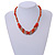 Stylish Cluster Shell and Glass Bead with Crystal Ring Necklace In Silver Tone (Orange) - 45cm L/ 5cm Ext - view 2
