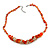 Stylish Cluster Shell and Glass Bead with Crystal Ring Necklace In Silver Tone (Orange) - 45cm L/ 5cm Ext - view 3