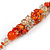 Stylish Cluster Shell and Glass Bead with Crystal Ring Necklace In Silver Tone (Orange) - 45cm L/ 5cm Ext - view 6