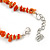 Stylish Cluster Shell and Glass Bead with Crystal Ring Necklace In Silver Tone (Orange) - 45cm L/ 5cm Ext - view 7
