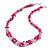 Stylish Cluster Shell and Glass Bead with Crystal Ring Necklace In Silver Tone (Deep Pink) - 45cm L/ 5cm Ext
