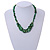 Stylish Cluster Shell and Glass Bead with Crystal Ring Necklace In Silver Tone (Green) - 45cm L/ 5cm Ext - view 2