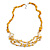 Long Stylish Shell and Glass Bead with Crystal Ring Necklace In Silver Tone (Mustard Yellow/ Light Citrine) - 84cm L/ 5cm Ext - view 6