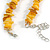 Long Stylish Shell and Glass Bead with Crystal Ring Necklace In Silver Tone (Mustard Yellow/ Light Citrine) - 84cm L/ 5cm Ext - view 5