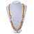 Long Stylish Shell and Glass Bead with Crystal Ring Necklace In Silver Tone (Mustard Yellow/ Light Citrine) - 84cm L/ 5cm Ext - view 2