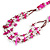 Long Stylish Shell and Glass Bead with Crystal Ring Necklace In Silver Tone (Deep Pink/ Plum/ Clear) - 84cm L/ 5cm Ext - view 3