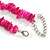Long Stylish Shell and Glass Bead with Crystal Ring Necklace In Silver Tone (Deep Pink/ Plum/ Clear) - 84cm L/ 5cm Ext - view 7