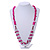 Long Stylish Shell and Glass Bead with Crystal Ring Necklace In Silver Tone (Deep Pink/ Plum/ Clear) - 84cm L/ 5cm Ext - view 2