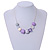 Cluster Wood and Acrylic Bead with Light Silver Tone Chain Necklace (Grey, Lavener) - 43cm L/ 6cm Ext - view 3