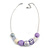 Cluster Wood and Acrylic Bead with Light Silver Tone Chain Necklace (Grey, Lavener) - 43cm L/ 6cm Ext - view 8