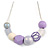 Cluster Wood and Acrylic Bead with Light Silver Tone Chain Necklace (Grey, Lavener) - 43cm L/ 6cm Ext - view 2