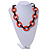 Statement Chunky Oval Link Acrylic Necklace (Black/ Orange) in Silver Tone - 63cm L/ 5cm Ext - view 3