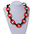 Statement Chunky Oval Link Acrylic Necklace (Black/ Orange) in Silver Tone - 63cm L/ 5cm Ext - view 4