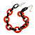 Statement Chunky Oval Link Acrylic Necklace (Black/ Orange) in Silver Tone - 63cm L/ 5cm Ext - view 2