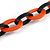 Statement Chunky Oval Link Acrylic Necklace (Black/ Orange) in Silver Tone - 63cm L/ 5cm Ext - view 5