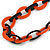 Statement Chunky Oval Link Acrylic Necklace (Black/ Orange) in Silver Tone - 63cm L/ 5cm Ext - view 6