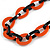 Statement Chunky Oval Link Acrylic Necklace (Black/ Orange) in Silver Tone - 63cm L/ 5cm Ext - view 8