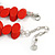 Long Fire Red Wood Bead Necklace - 100cm Long/ 5cm Ext - view 6