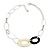 Stylish Chunky Oval Link Necklace in Silver Tone Metal (Cream/ Black) - 48cm L/ 5cm Ext - view 3
