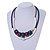 2 Strand Stylish Resin Bead With Metal Bars Rubber Cord Necklace (Blue/ Aubergine) - 50cm L/ 7cm Ext - view 2