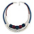 2 Strand Stylish Resin Bead With Metal Bars Rubber Cord Necklace (Blue/ Aubergine) - 50cm L/ 7cm Ext - view 8