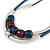 2 Strand Stylish Resin Bead With Metal Bars Rubber Cord Necklace (Blue/ Aubergine) - 50cm L/ 7cm Ext - view 3