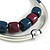 2 Strand Stylish Resin Bead With Metal Bars Rubber Cord Necklace (Blue/ Aubergine) - 50cm L/ 7cm Ext - view 9