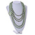 Statement Multistrand Layered Wood and Glass Bead Necklace with Heart Motif (Mint Green/ Light Grey) - 70cm L/ 5cm Ext - view 2