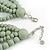 Statement Multistrand Layered Wood and Glass Bead Necklace with Heart Motif (Mint Green/ Light Grey) - 70cm L/ 5cm Ext - view 7