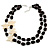 2 Strand Layered Black Acrylic Bead with Starfish Motif - 60cm L/ 5cm Ext