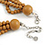 Light Brown Mulstistrand Layered Wood and Glass Bead Necklace - 80cm L/ 7cm Ext - view 6